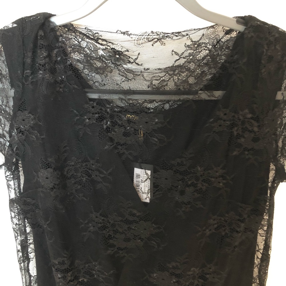 Maje Lace Overlay Black Blouse 2
